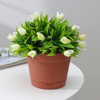 Горшок для цветов с поддоном Mint, 1,2 л, d=15 см, h=11,3 см, цвет терракотовый