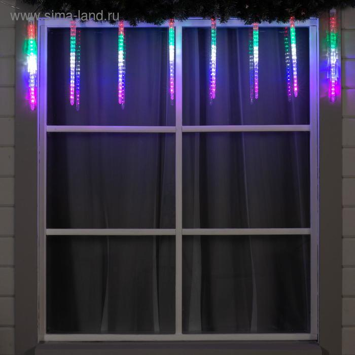 Гирлянда &laquo;Сосульки рифленые&raquo; 2.5 &times; 0.42 м, IP65, прозрачная нить, 288 LED, свечение мульти с эффектом стекания, 12 В