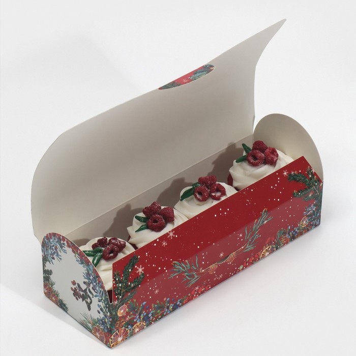 Коробка под кекс &laquo;С Новым годом!&raquo;, 9 х 9 х 24,5 см, Новый год