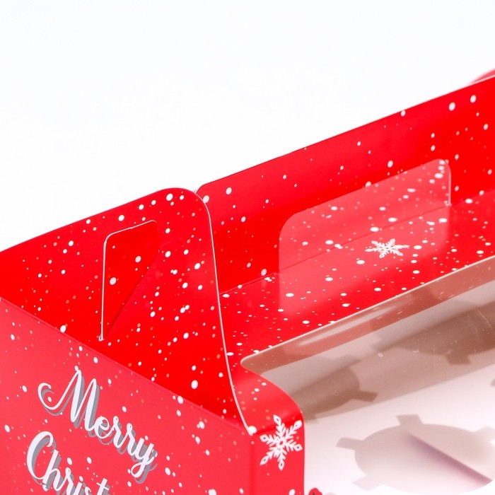 Новый год. Коробка для 6 капкейков "С Новым Годом!" 23,6 х 15 х 9 см, упаковка