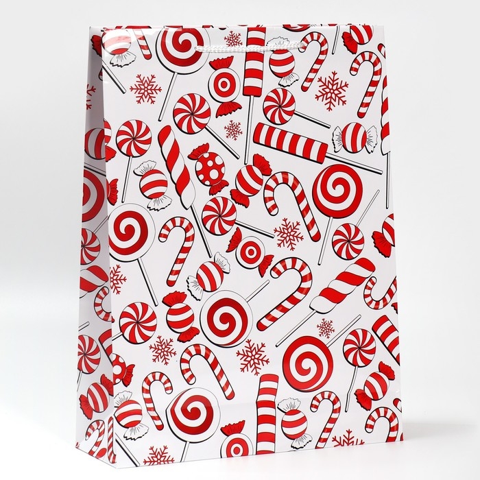 Пакет подарочный новогодний ламинированный &laquo;Сладости&raquo;, L 28 х 38 х 9 см