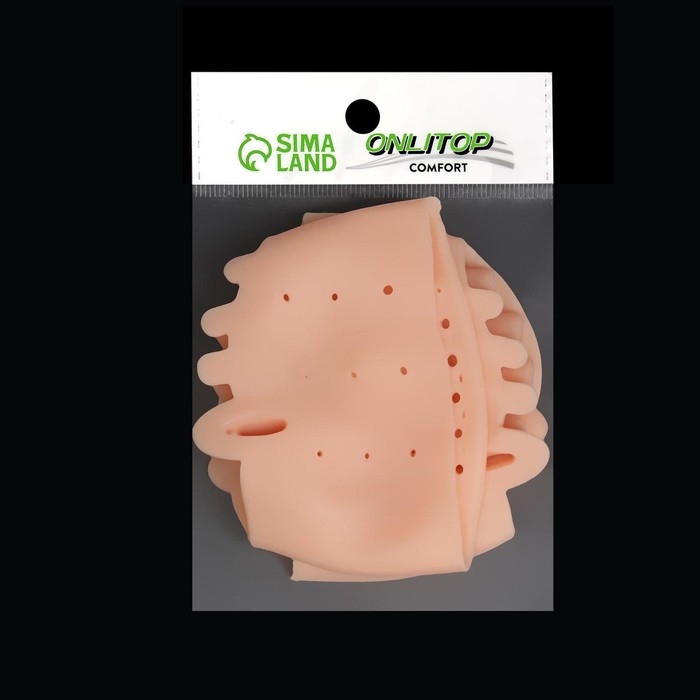 Корректоры - разделители для пальцев ног, на манжете, дышащие, 4 разделителя, силиконовые, 8 × 7 см, пара, цвет бежевый Корректоры - разделители для пальцев ног, на манжете, дышащие, 4 разделителя, силиконовые, 8 × 7 см, пара, цвет бежевый