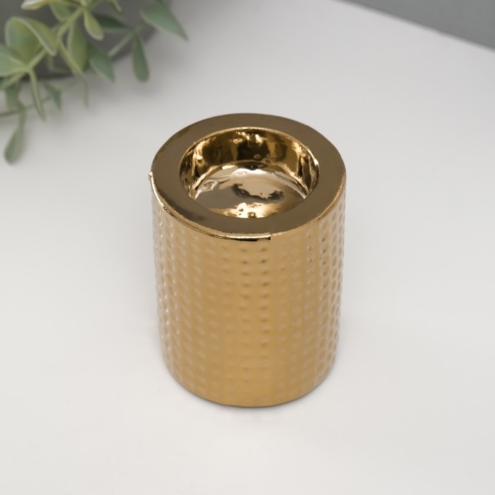 Подсвечник керамика на 1 свечу "Капли воды" d=4 см золото 6,5х6,5х8 см