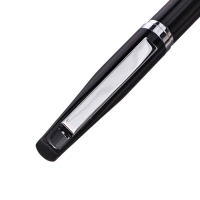 Ручка подарочная шариковая в кожзам футляре поворотная Люкс корпус черный/серебро