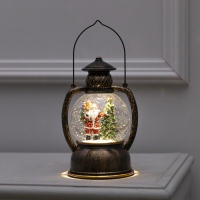 Светодиодная фигура &laquo;Фонарь с Дедом Морозом&raquo; 13 &times; 19 &times; 11 см, пластик, батарейки ААх3 (не в комплекте), USB, свечение тёплое белое