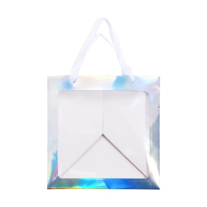 Пакет для торта с квадратным дном и окном, голографический, 30 х 30 х 30 см