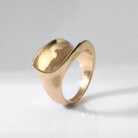 Кольцо металл &laquo;Тренд&raquo; вогнутый прямоугольник, цвет золото, размер 17