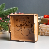 Новогодняя копилка с акрилом "Снеговик" 12х12х4 см Новогодняя копилка с акрилом "Снеговик" 12х12х4 см