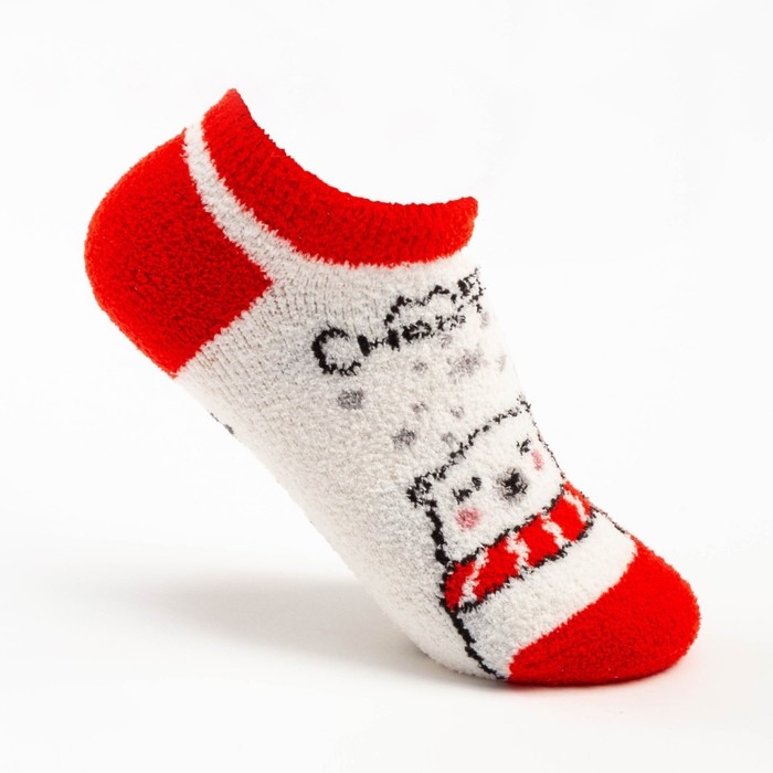 Носки женские махровые укороченные &laquo;Мишки&raquo;, цвет белый, размер 36-40