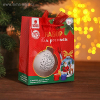 Новогодний шар под раскраску &laquo;Дедушка Мороз&raquo; с подвесом, краска 3 цв. по 2 мл, кисть