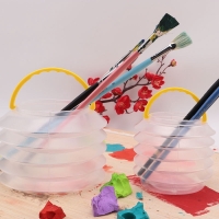 Стакан для кистей складной d=8,5 см, с губкой, прозрачный с ручкой