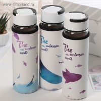 Бутылка для воды стеклянная с ручкой в чехле &laquo;Кит&raquo;, 500 мл, h=23,5 см, рисунок МИКС