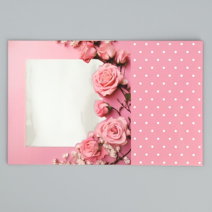 Коробка-фоторамка подарочная складная, упаковка, &laquo;Нежные розы&raquo;, 14 х 14 х 8 см