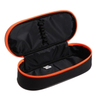 Пенал-футляр 95 х 205 х 45 мм, мягкий, текстильный, Calligrata, ПМК 27-20 Black, резинка на клапане, черный/оранжевый Пенал-футляр 95 х 205 х 45 мм, мягкий, текстильный, Calligrata, ПМК 27-20 Black, резинка на клапане, черный/оранжевый