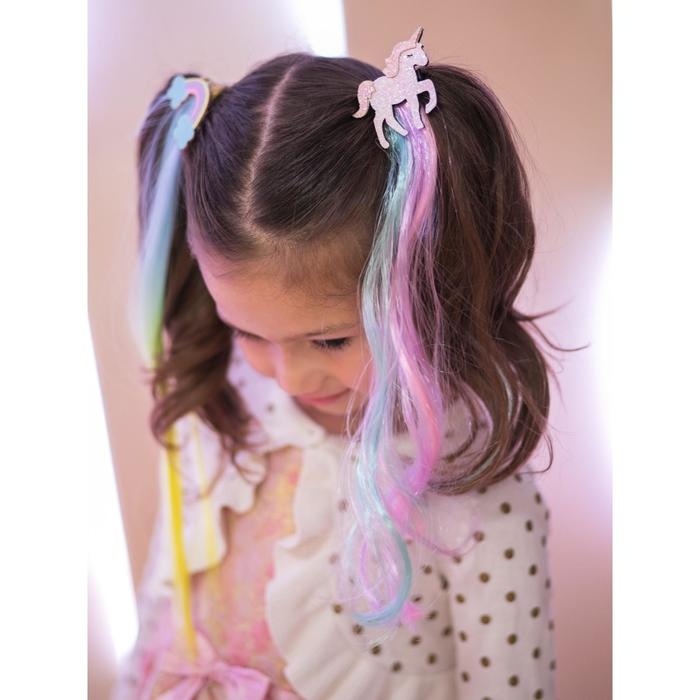 Прядь для волос на заколке Прядь для волос на заколке "Единорог" 40 см