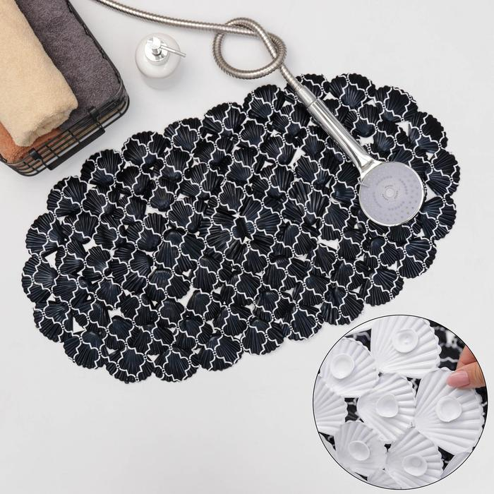 Коврик противоскользящий в ванну на присосках SAVANNA &laquo;Марокко&raquo;, 37&times;68 см, цвет чёрный