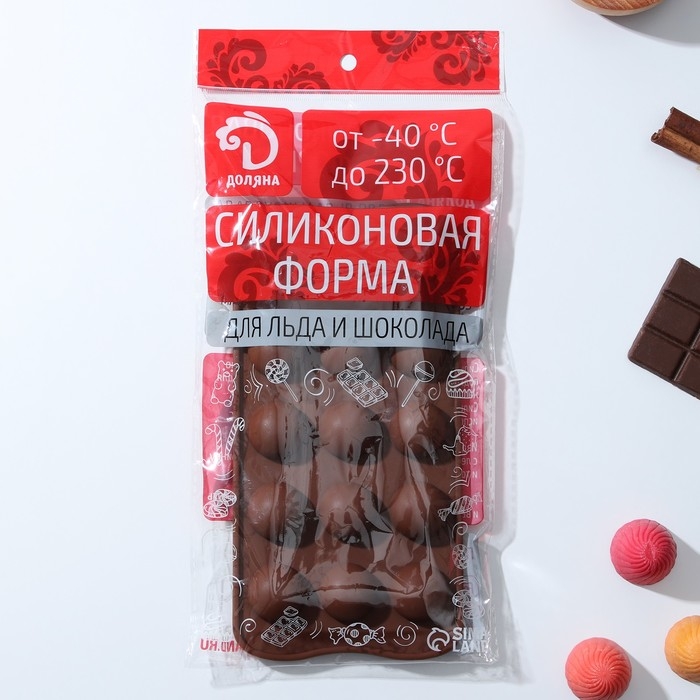 Форма для конфет и шоколада Доляна &laquo;Браво&raquo;, силикон, 21&times;10,5&times;3 см, 15 ячеек, цвет коричневый