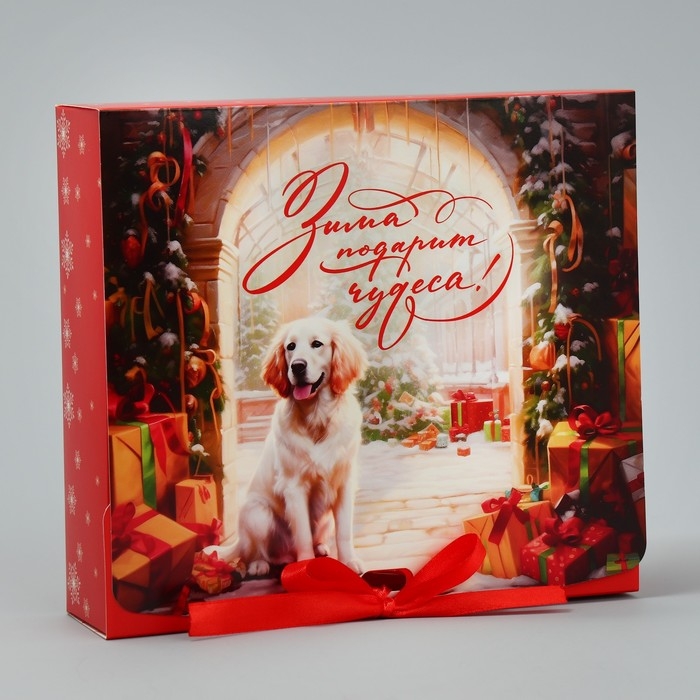 Коробка подарочная новогодняя складная двухсторонняя &laquo;Зима подарит чудеса&raquo;, 20 х 18 х 5 см, Новый год