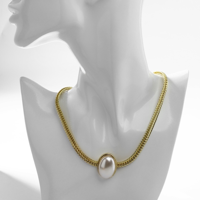 Колье Колье "Жемчужина" овал, цвет белый в золоте, 40 см