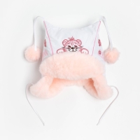 Шапка для девочки, цвет белый/светло-розовый, размер 48 Шапка для девочки, цвет белый/светло-розовый, размер 48