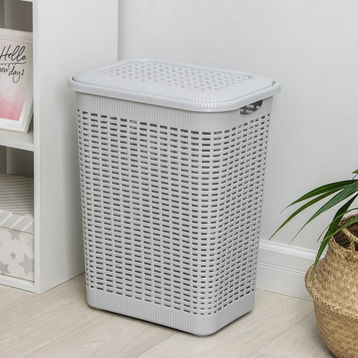 Корзина бельевая с крышкой, 50 л, 42&times;31&times;56 см, цвет МИКС