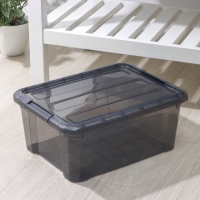 Контейнер для хранения с крышкой &laquo;Кип&raquo;, 11 л, 37,5&times;28,5&times;16 см, цвет чёрный прозрачный