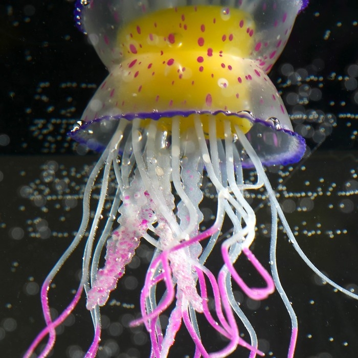 Декор для аквариума "Медуза", силиконовая, флуоресцентная, 6,5 х 6,5 х 11,5 см, фиолето