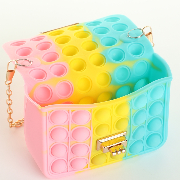 Сумка детская для девочки на замке &laquo;Выбражулька&raquo;, pop it, цвет розовый/жёлтый/бирюзовый