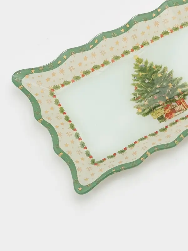 Блюдо прямоугольное "Рождественская ель" 25х15 см
