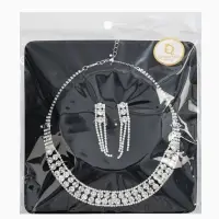 Набор 2 предмета: серьги, колье со стразами &laquo;Лёд. Круги&raquo;, d=13.5 см, белый в серебре