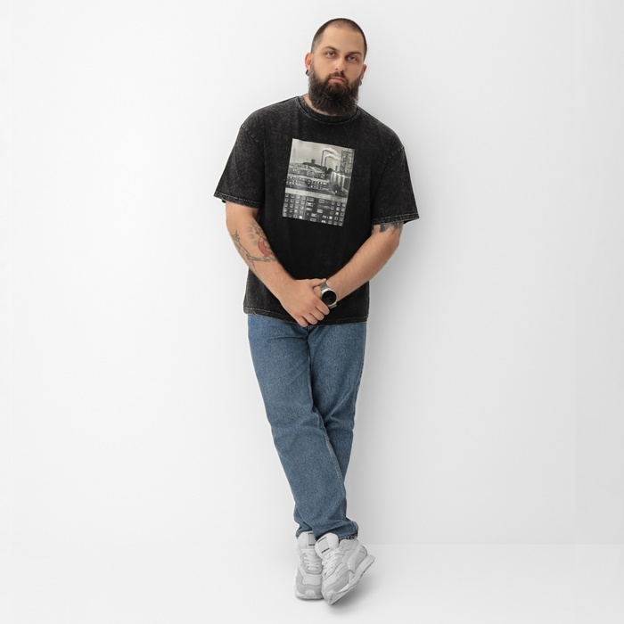Футболка мужская MIST Футболка мужская MIST "Город" из вареного хлопка, цв. черный, р-р XL