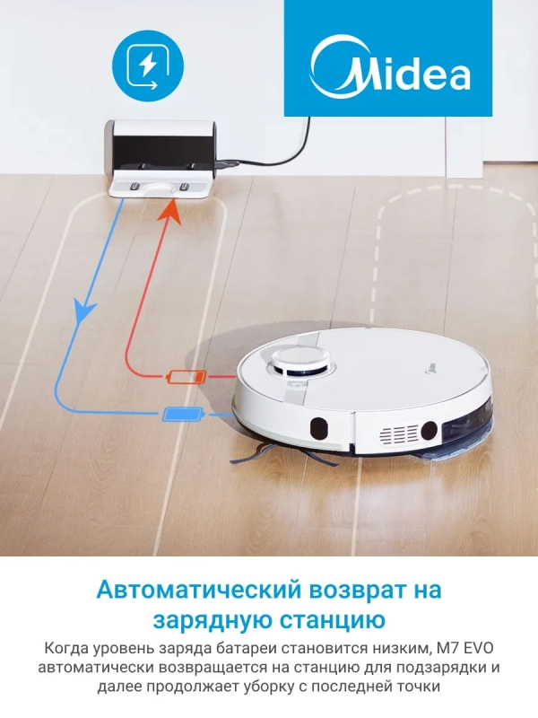Робот-пылесос VCR M7 EVO WH, Wi-Fi, сухая и влажная уборка