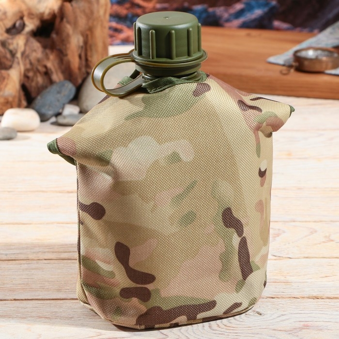 Фляга &laquo;Командор&raquo;, пластик 1 л, камуфляж песочный