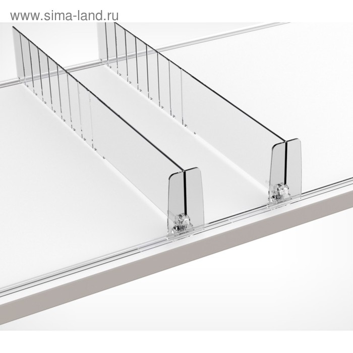 Пластиковый обламывающийся разделитель c передним ограничителем 60 мм, 185-385&times;20&times;60 мм