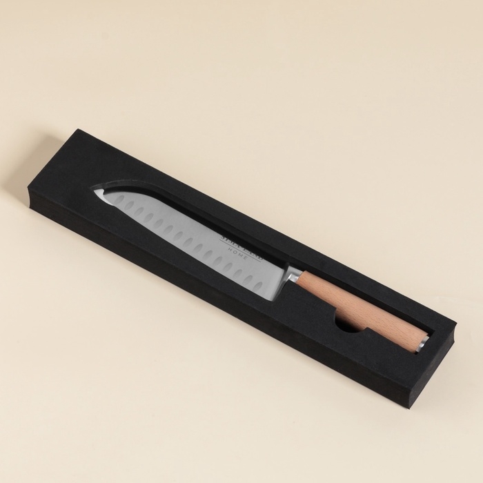 Нож кухонный сантоку SL Home &laquo;Калабрия&raquo;, нержавеющая сталь, 18 см, бежевый