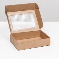 Коробка самосборная, бурая с окном, 21 х 15 х 5 см
