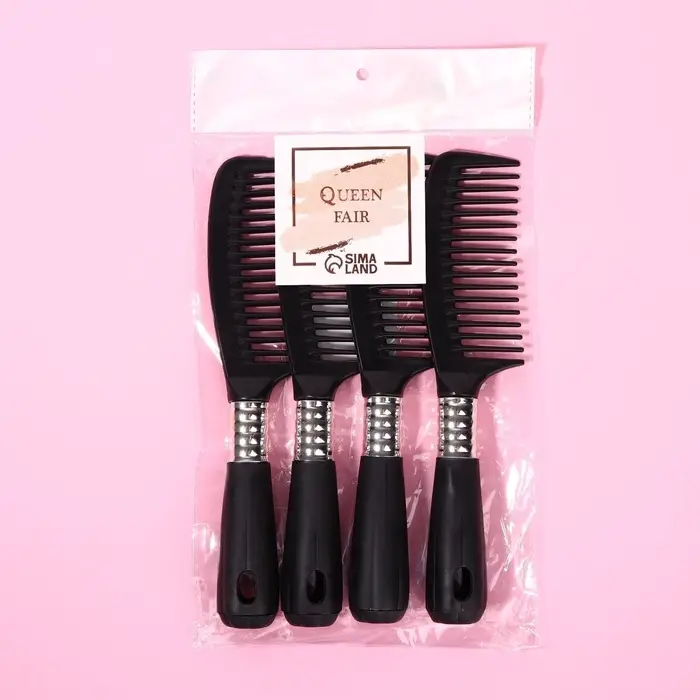 Расчёска, 4.5&times;21(&plusmn;1) см, чёрная, серебристая