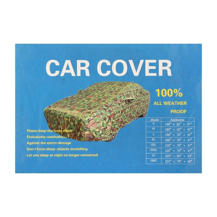 Тент автомобильный, водонепроницаемый, полиэстер, камуфляж хаки, размер M 457*165*119 см