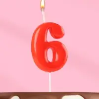 Свеча в торт &laquo;Красная&raquo;, цифра 6