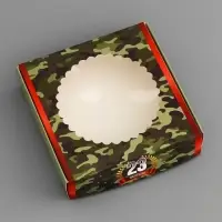 Коробка подарочная сборная с окном, упаковка, &laquo;С 23 Февраля&raquo;, 11.5&times;11.5&times;3 см