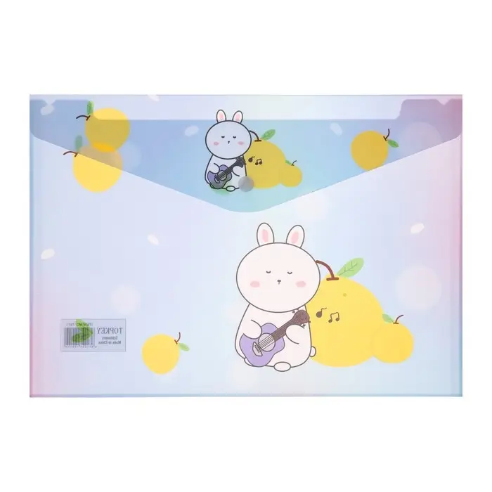 Папка-конверт на кнопке, А4, 150 мкм, "Зверушки", МИКС