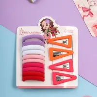 Набор для волос &laquo;Аделия&raquo;: 10 резинок 3 см, 4 невидимки 3.5 см, колор, МИКС