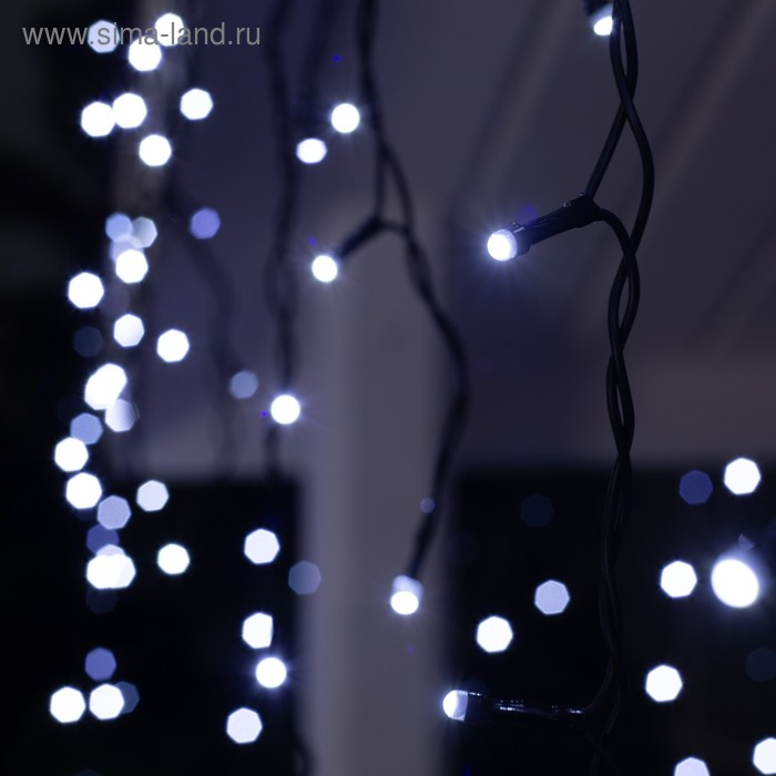 Гирлянда &laquo;Бахрома&raquo; 3 &times; 0.6 м, IP44, УМС, тёмная нить, 160 SMD-LED, свечение белое, 220 В