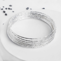 Браслет металл &laquo;Каркас&raquo; тонкая нить, набор 10 шт, цвет серебро, 6,5см