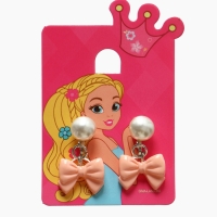 Серьги-клипсы детские "Выбражулька" бант нежность с жемчужиной, цвет розово-белый Серьги-клипсы детские "Выбражулька" бант нежность с жемчужиной, цвет розово-белый