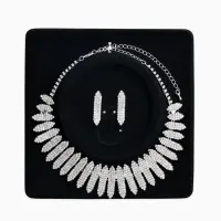 Набор 2 предмета: серьги, колье со стразами &laquo;Лёд. Лепестки&raquo;. d=13.5 см, белый в серебре