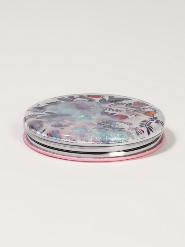 Зеркало складное &laquo;Цветы&raquo;, d = 7,2 см, с увеличением, цвет белый/фиолетовый