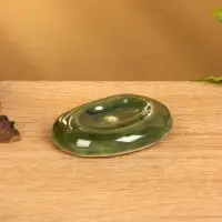 Подставка под благовония "Галька" керамика, цв. зелёный, 7х5х1 см