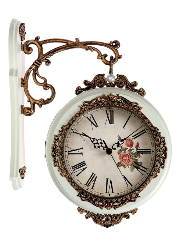 Часы настенные интерьерные двухсторонние, плавный ход, 27&times;8 см, циферблат d-19 см, белые