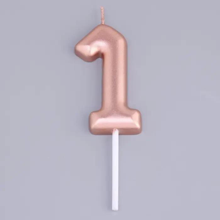 Свеча в торт &laquo;Европейская&raquo;, цифра 1, 6 см, розовое золото